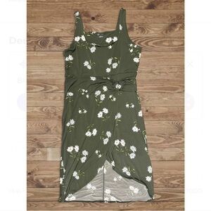 Chic Olive Floral Midi Dress